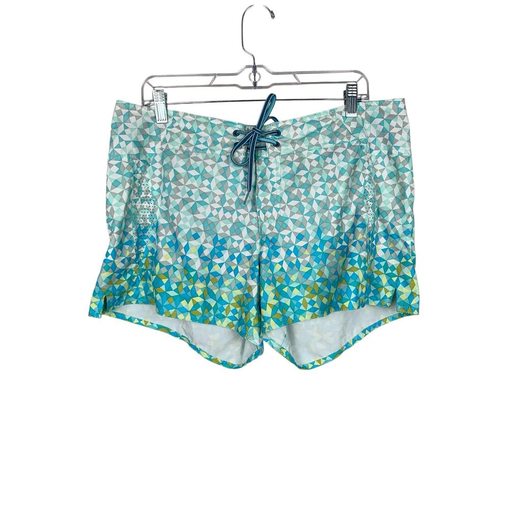 Columbia Drainmaker Water Shorts Blue White Omni-Shade Women's 14 Short